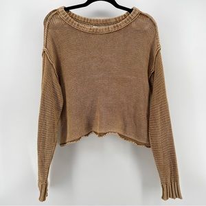 AEO American Eagle Cropped Sweater Tan Knit S